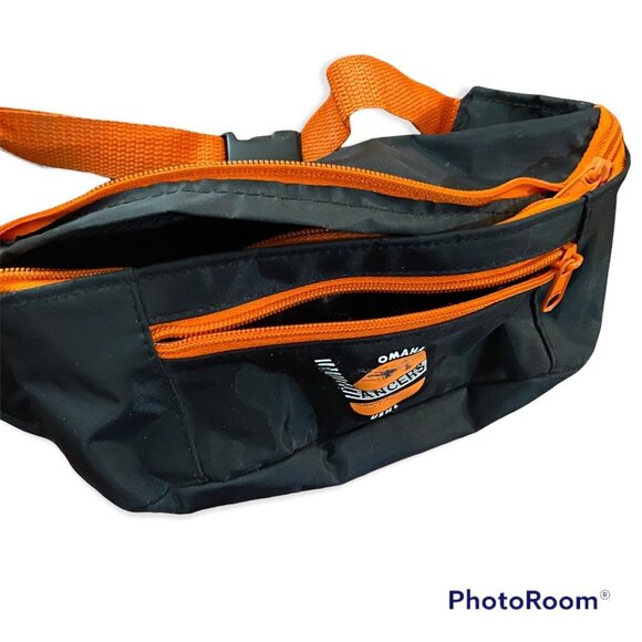 Vintage Omaha Lancers Hockey Fanny Pack 2 Zippered Pockets 34" Belt Bag Hip Pack - Picture 3 of 4